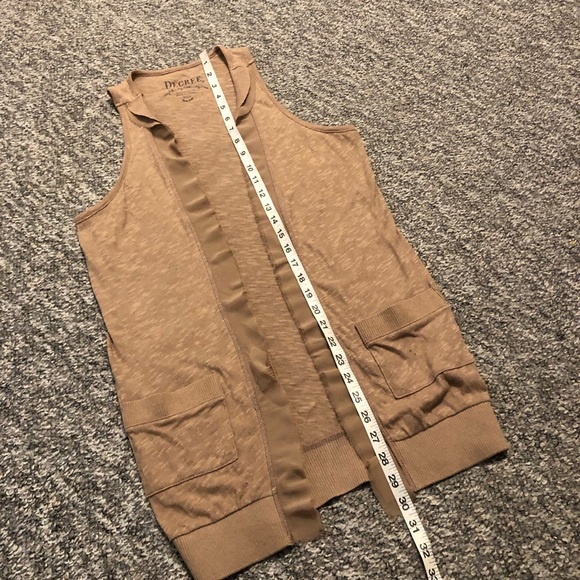 Decree Blend Long Cardigan Sleeveless With Pockets Tan Size Medium - Picture 9 of 12